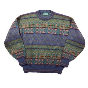 Vintage Clubfellow Knit Sweater Multicolor Mens Medium Wool Mohair Made Italy